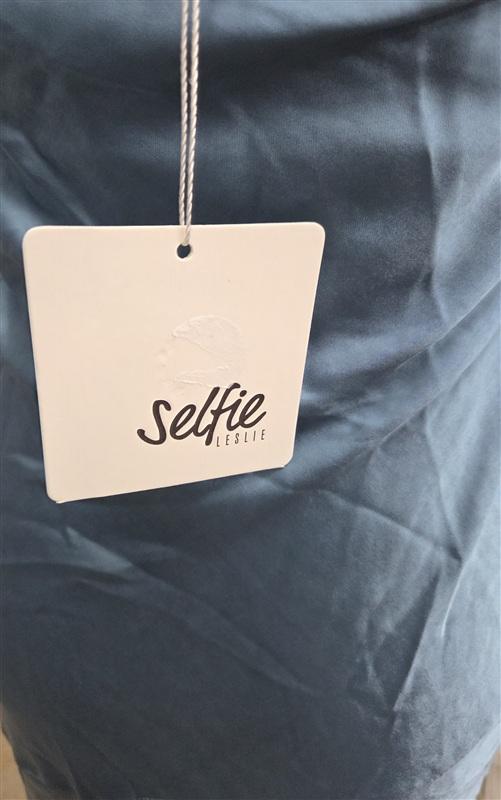 NWT Selfie Leslie M Kindred Spirit Strapless Gather Bust Midi Dress Blue 134314