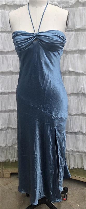 NWT Selfie Leslie M Kindred Spirit Strapless Gather Bust Midi Dress Blue 134314