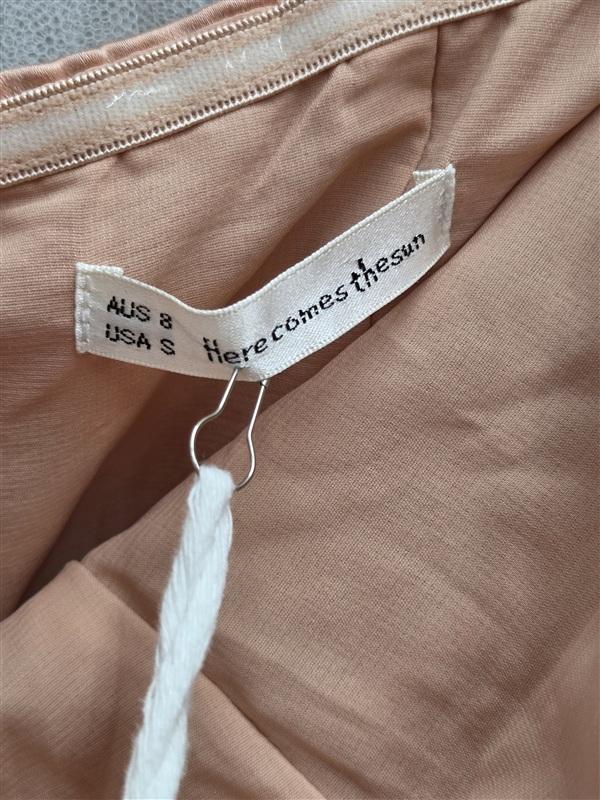 NWTD Here Comes the Sun S Well Verse Pleated Bust Strapless Dress Apricot 134315