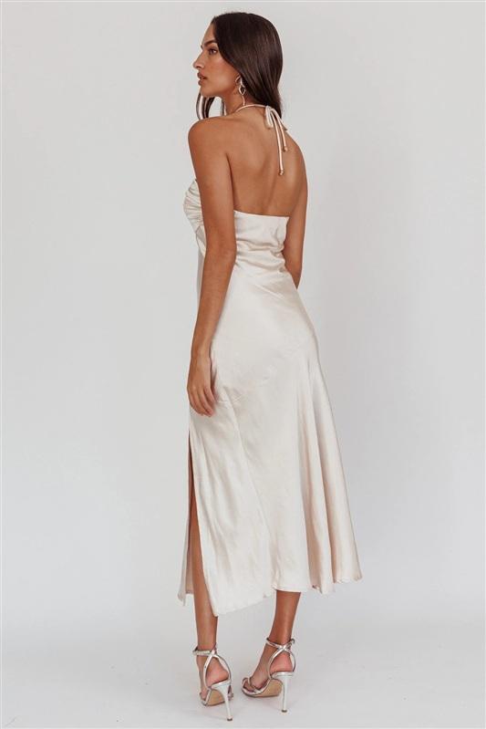 NWTD Selfie Leslie M Kindred Spirit Strapless Midi Dress Champange 134316
