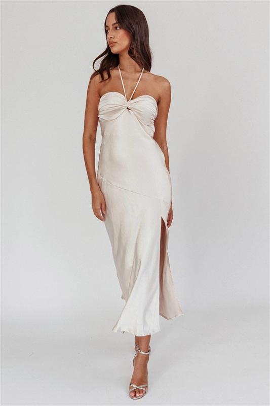 NWTD Selfie Leslie M Kindred Spirit Strapless Midi Dress Champange 134316