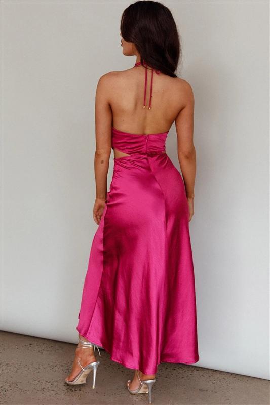 NWPT Selfie Leslie M Social Butterfly Cut-Out Waist Midi Dress Fuchsia 134318