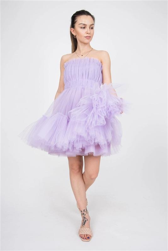 NWT The Vintage Shop L Dry Goods Purple Tulle Mini Dress 134321