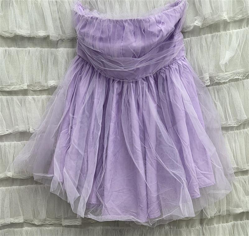 NWT The Vintage Shop L Dry Goods Purple Tulle Mini Dress 134321