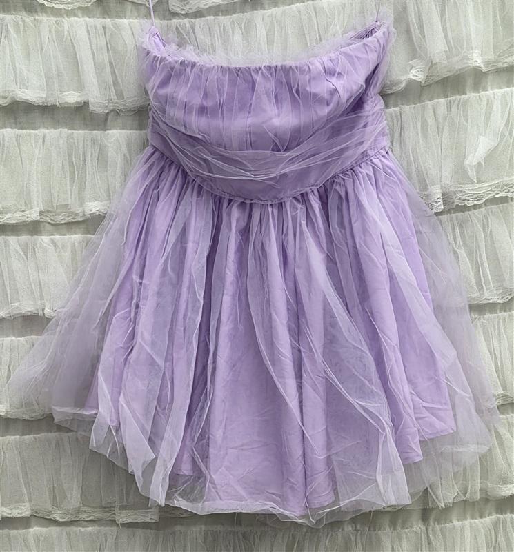 NWT The Vintage Shop L Dry Goods Purple Tulle Mini Dress 134321