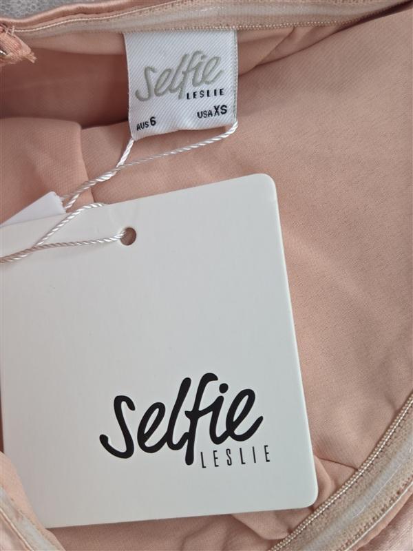 NWTD Selfie Leslie XS Well Verse Pleated Bust Strapless Dress Apricot 134324
