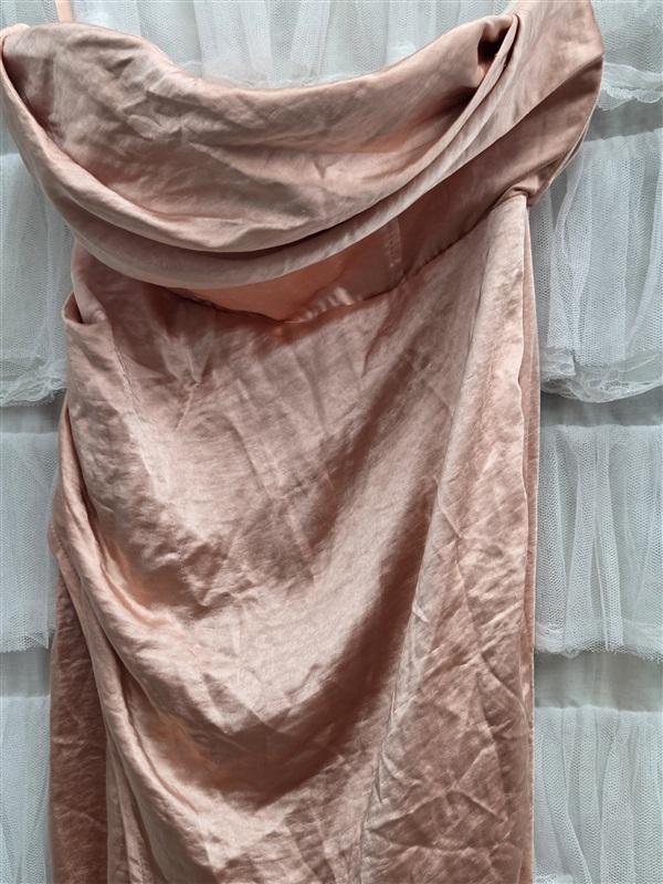 NWTD Selfie Leslie XS Well Verse Pleated Bust Strapless Dress Apricot 134324