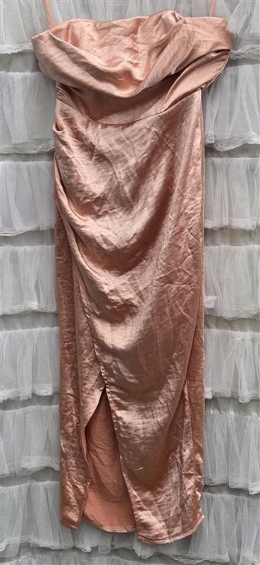 NWTD Selfie Leslie XS Well Verse Pleated Bust Strapless Dress Apricot 134324