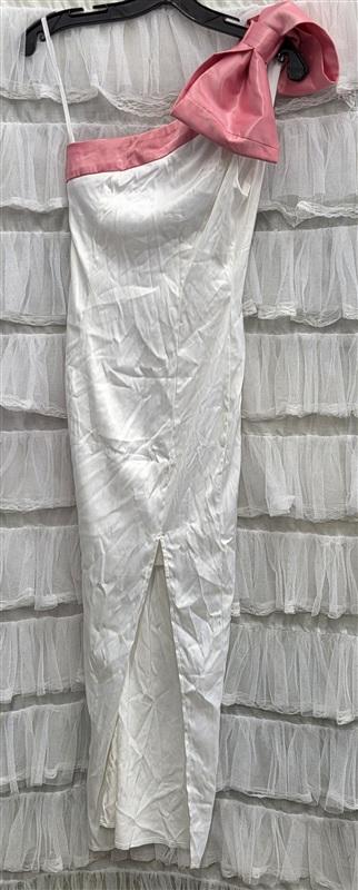 NWTD Selfie Leslie XS Sweetest Thing One-Shoulder Bow Maxi Dress White 134325