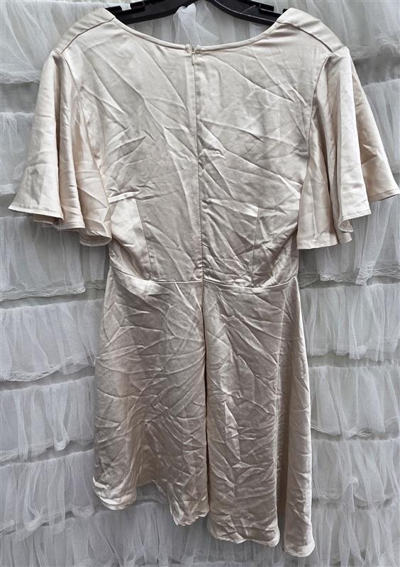 NWT Selfie Leslie M Sydney Angel Sleeve Cowl Neck Satin Dress Champagne 134326