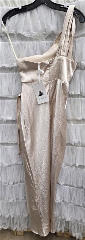 NWTD Here Comes the Sun XS Island Time 1 Shoulder Midi Dress Satin 134330