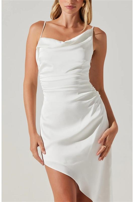 NWOT/ Astr The Label Vista Asymmetric Hem Slip Dress White 134331