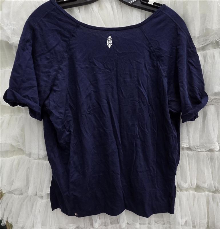 NWOT Free People XS Deep V Tennis Club Blue T Shirt 134334