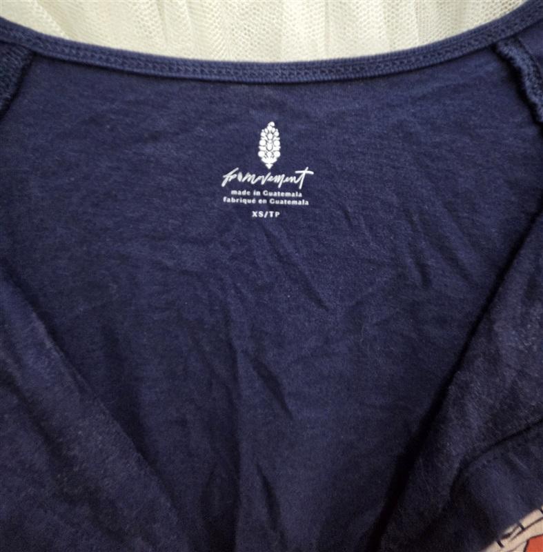 NWOT Free People XS Deep V Tennis Club Blue T Shirt 134334