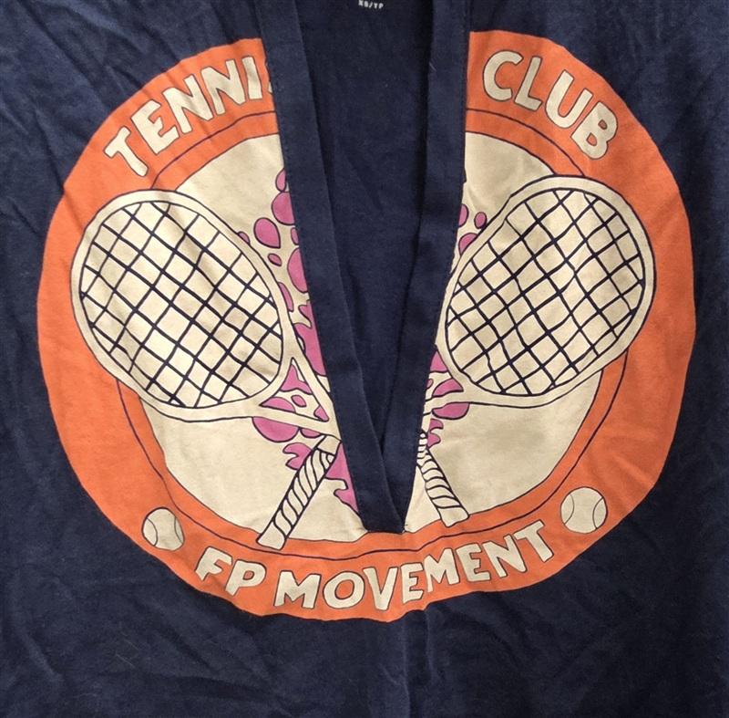 NWOT Free People XS Deep V Tennis Club Blue T Shirt 134334