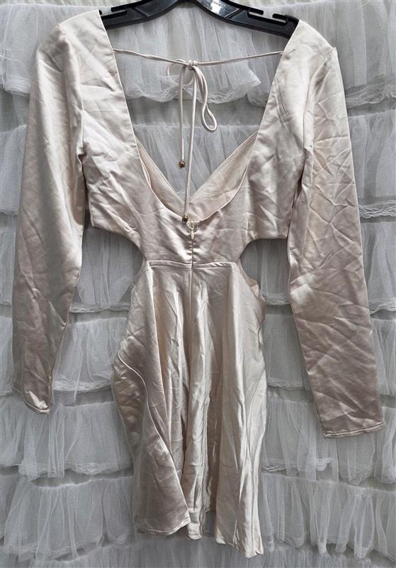 NWTD Selfie Leslie Shaken Not Stirred Cut-Out Mini Dress Champagne 134337