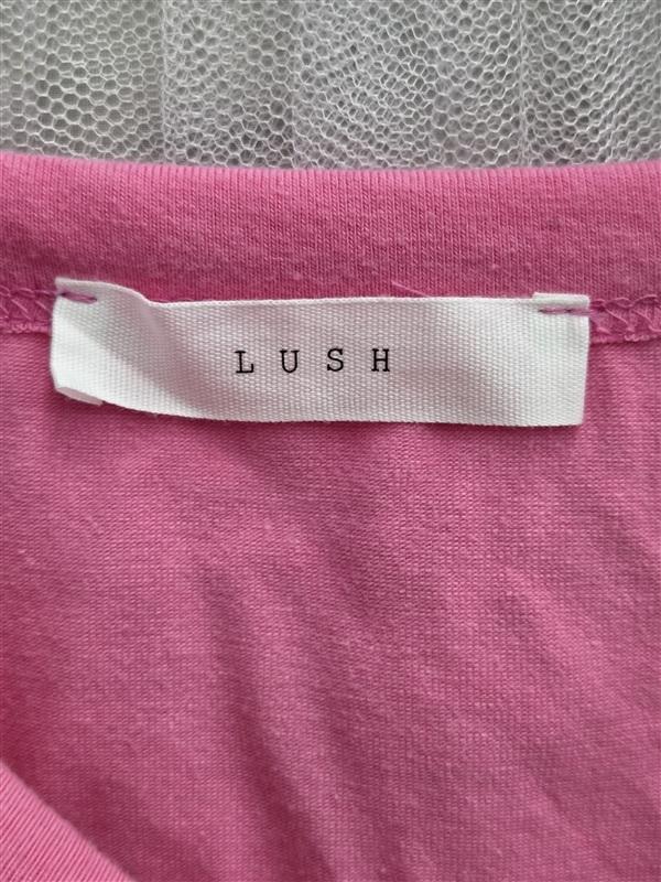 NWOT Lush S Ruched Sides Pink T Shirt Scoop Neck Dress 134343