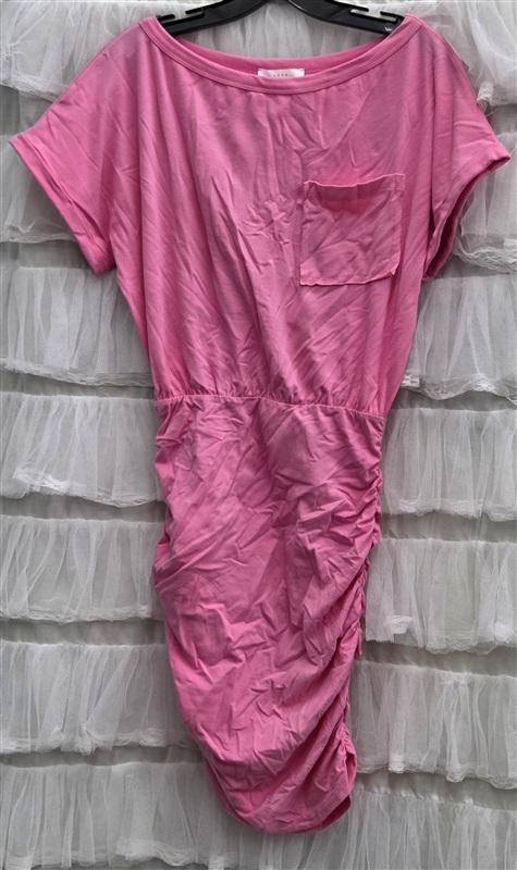 NWOT Lush S Ruched Sides Pink T Shirt Scoop Neck Dress 134343