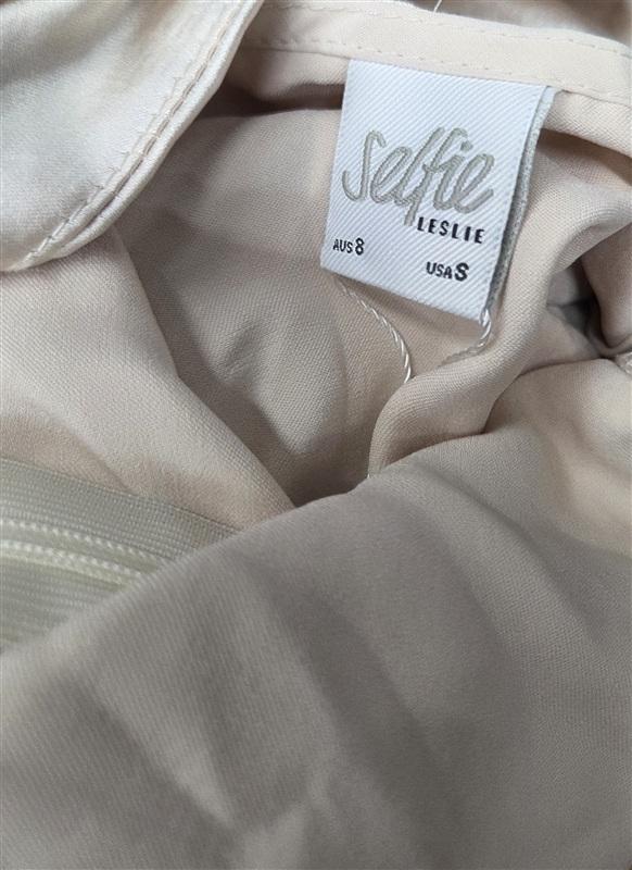 NWTD Selfie Leslie S Sonoma Halterneck Twist Back Maxi Dress Champagne 134345