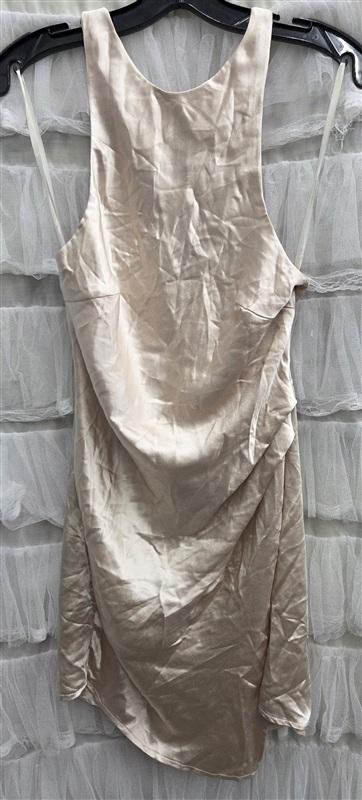 NWTD Selfie Leslie S Sonoma Halterneck Twist Back Maxi Dress Champagne 134345