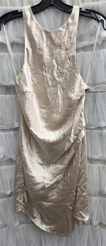 NWTD Selfie Leslie S Sonoma Halterneck Twist Back Maxi Dress Champagne 134345
