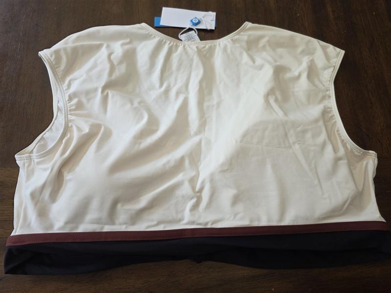 NWT Bleu Rod Beattie 18w Button-Down Cap-Sleeve Cropped Swim Top 134346