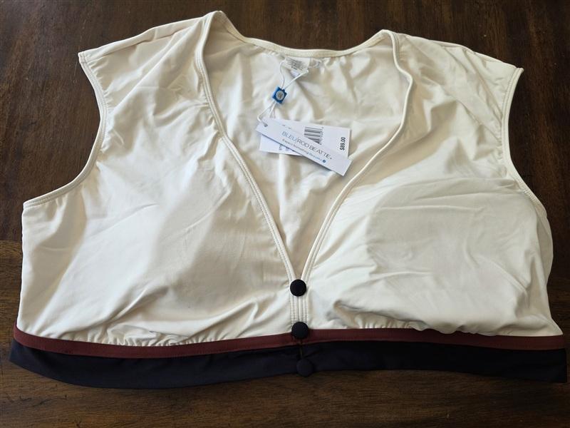 NWT Bleu Rod Beattie 18w Button-Down Cap-Sleeve Cropped Swim Top 134346