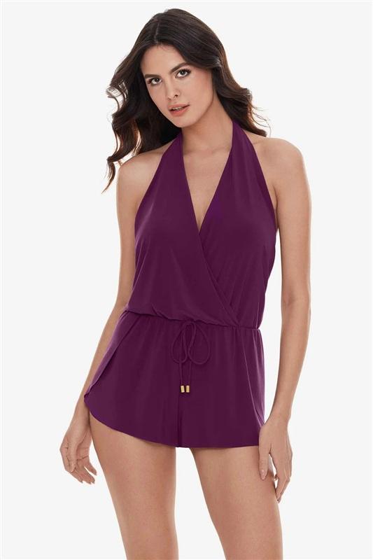 NWT MagicSuit Miraclesuit 16 Solid Bianca Romper Jam Purple 134348
