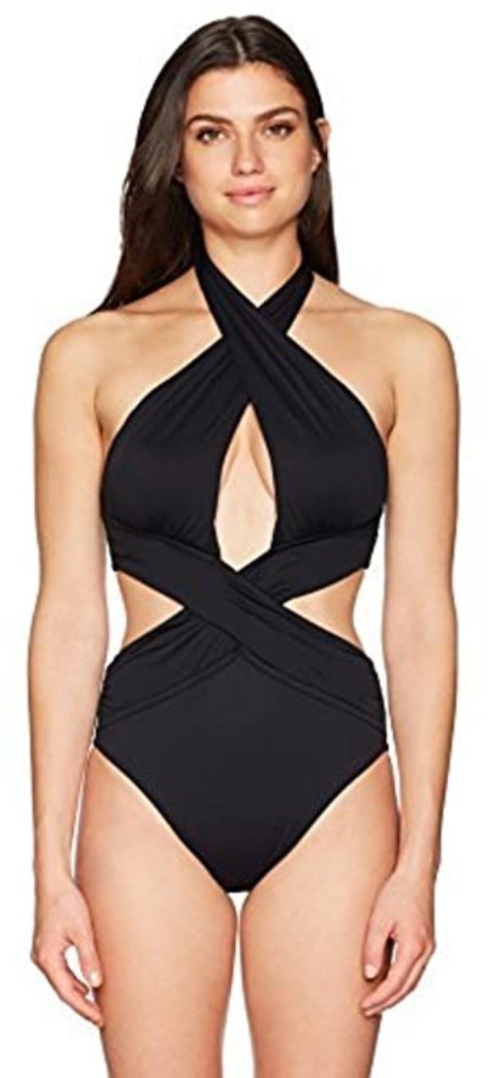 NWT La Blanca 16 Island Goddess Convertible Monokini 1PC Swimsuit Black 134349