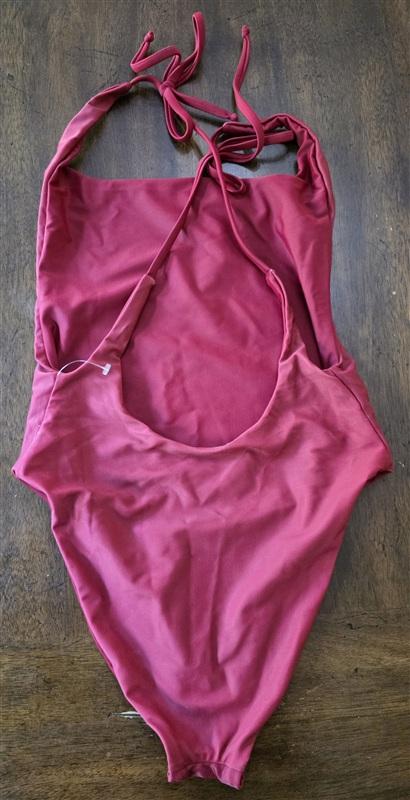 NWOT Wildfox SM Andi Rose Shoulder Ties 1PC Swimsuit Burgundy Red 134352