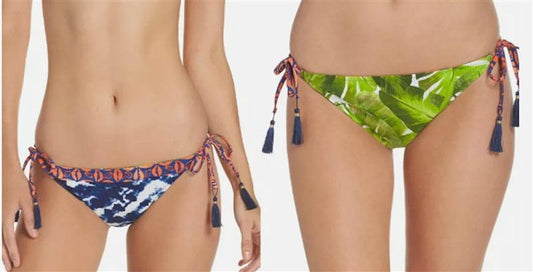 NWT La Blanca 12 Reversible Tie Side Hipster Bikini Bottom Blue Green 134358