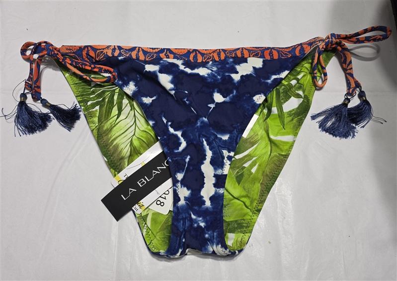 NWT La Blanca 12 Reversible Tie Side Hipster Bikini Bottom Blue Green 134358