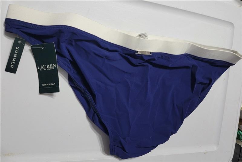 NWT Ralph Lauren 16 Banded Bel Air Hipster Bikini Bottom Beach Club Blue 134365