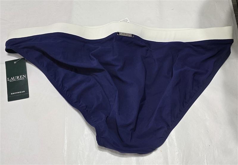 NWT Ralph Lauren 16 Banded Bel Air Hipster Bikini Bottom Beach Club Blue 134365