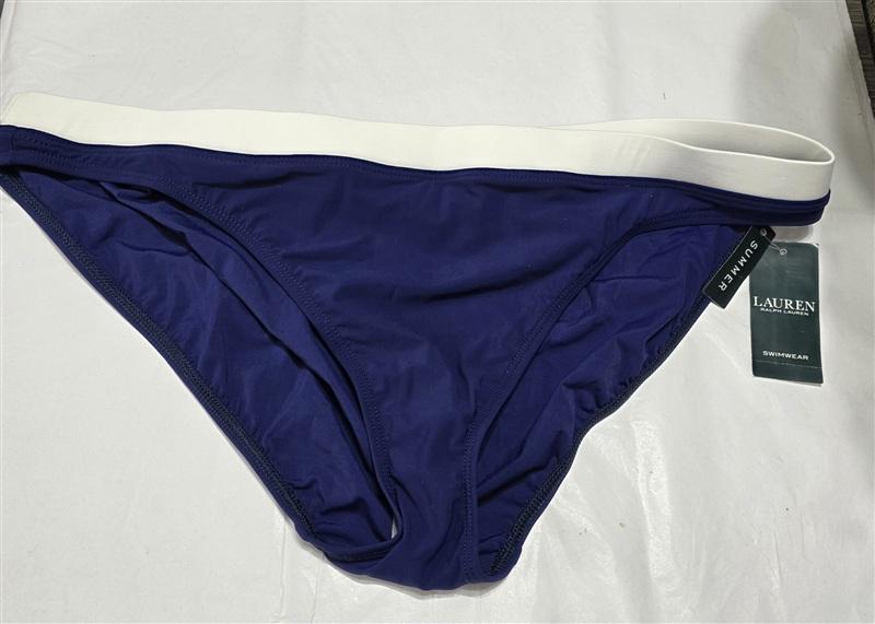 NWT Ralph Lauren 16 Banded Bel Air Hipster Bikini Bottom Beach Club Blue 134365