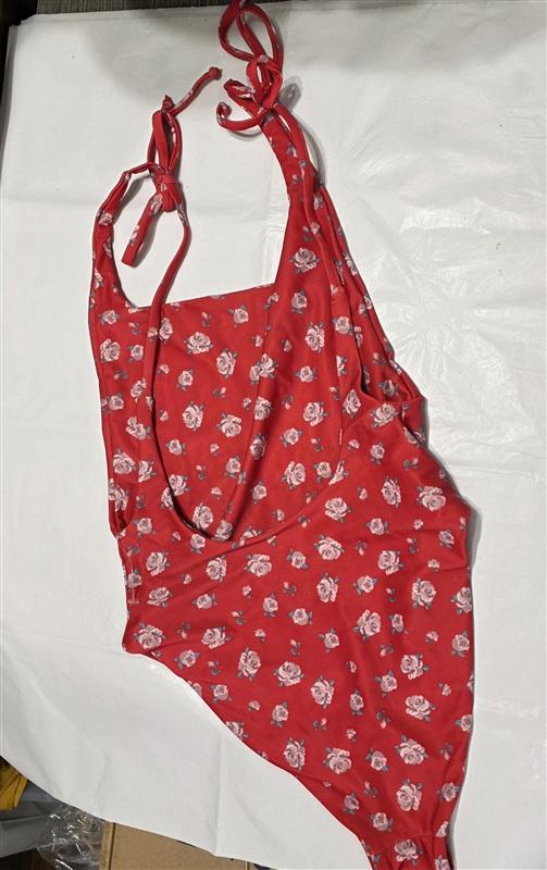NWOT Wildfox S Andi Shoulder Ties 1PC Swimsuit Floral Ditsy Rose Red 134366
