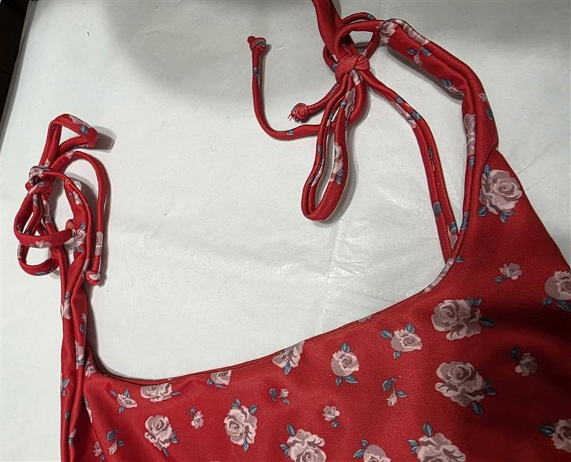 NWOT Wildfox S Andi Shoulder Ties 1PC Swimsuit Floral Ditsy Rose Red 134366