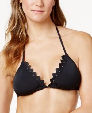 NWT Vince Camuto L Sea Scallops Triangle Bikini Top Black 134368