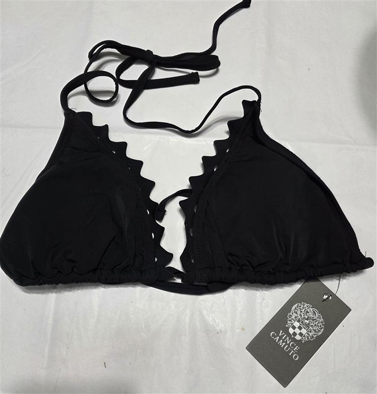 NWT Vince Camuto L Sea Scallops Triangle Bikini Top Black 134368