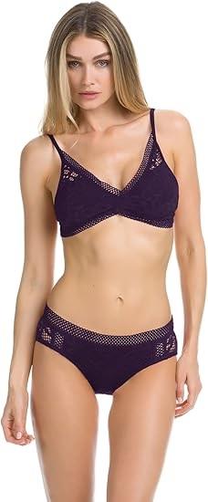 NWT Becca Virture LG Captured Crochet Lace Bikini Swim Top Black 134369