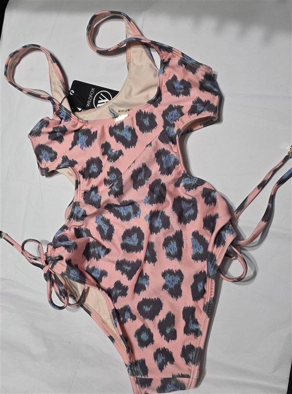 NWT Wildfox XS Barbie Pink Blue Leopard Animal 1PC Swimsuit Monokini 134370