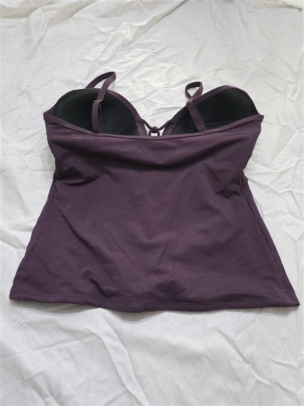 NWT Bleu Rod Beattie 8 Plunge Lace Up Push-Up Tankini Aubergine Purple 134373