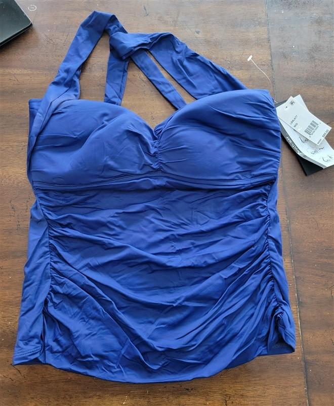 NWT La Blanca Island Goddess 6 Halter Bandeau Tankini Swim Top Blue 134377