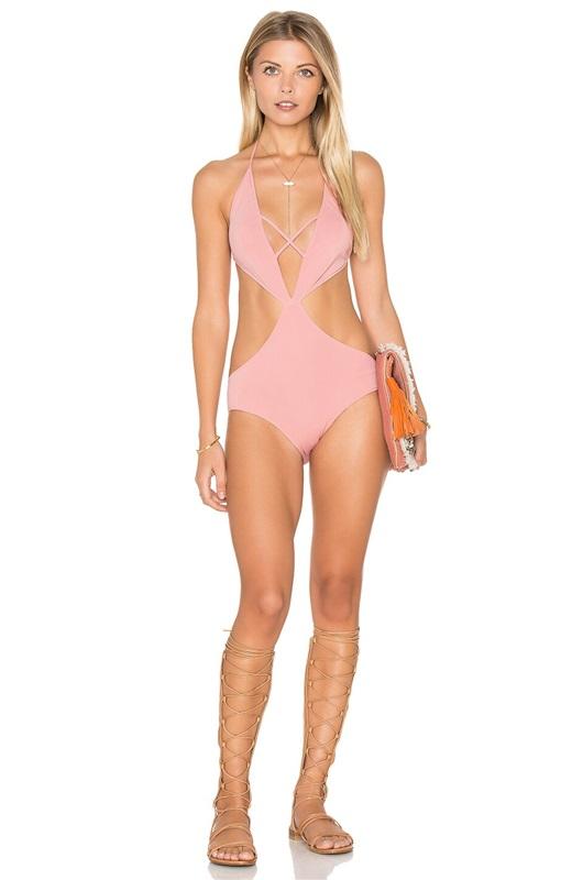 NWT Rachel Pally S Melbourne Maillot 1pc Swimsuit Peach Pink 134378