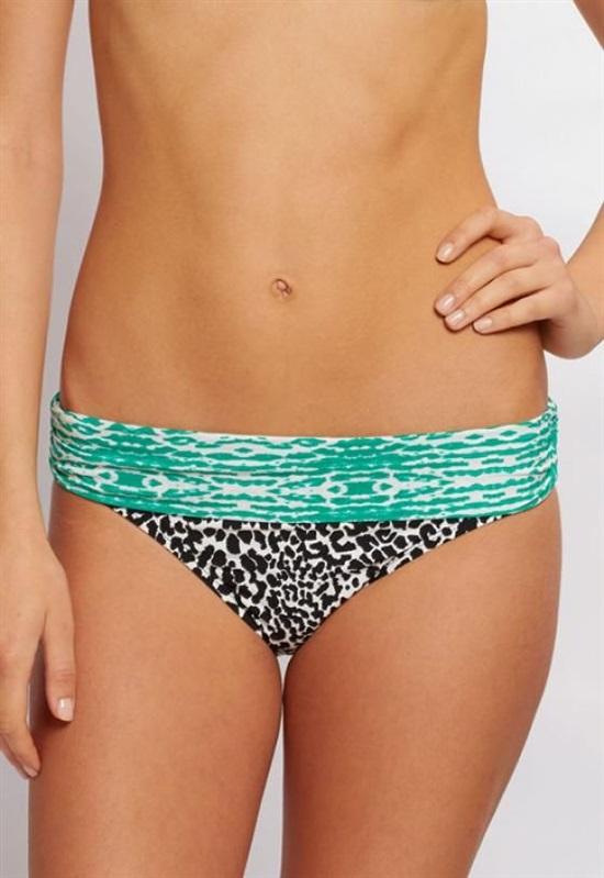 NWT La Blanca 10 Spot On Shirred Band Hipster Animal Print Green Black 134383