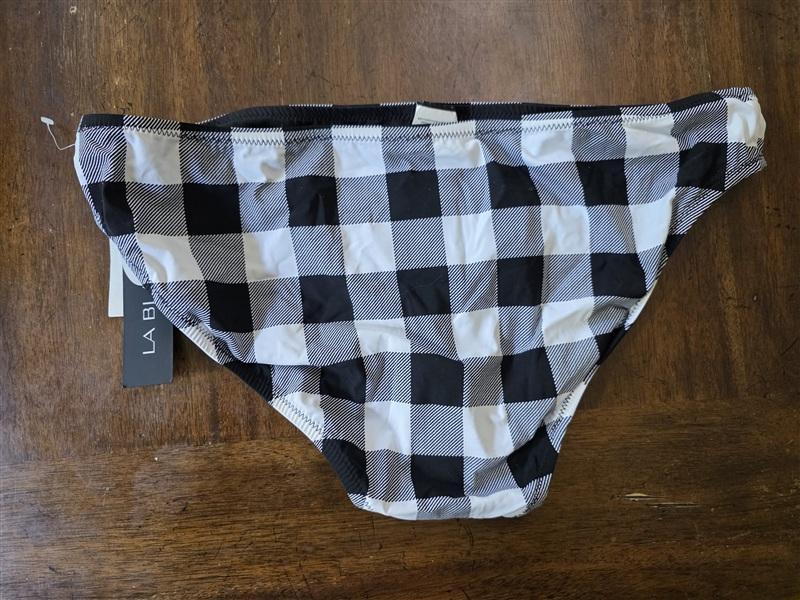 NWT La Blanca 16 Black White Reversible Tres Chic Bikini Bottom Gingham 134385