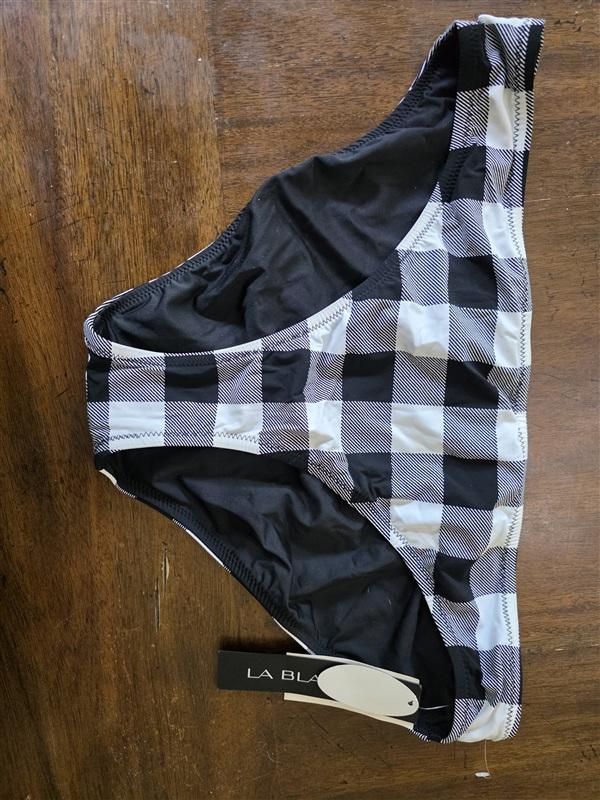 NWT La Blanca 16 Black White Reversible Tres Chic Bikini Bottom Gingham 134385