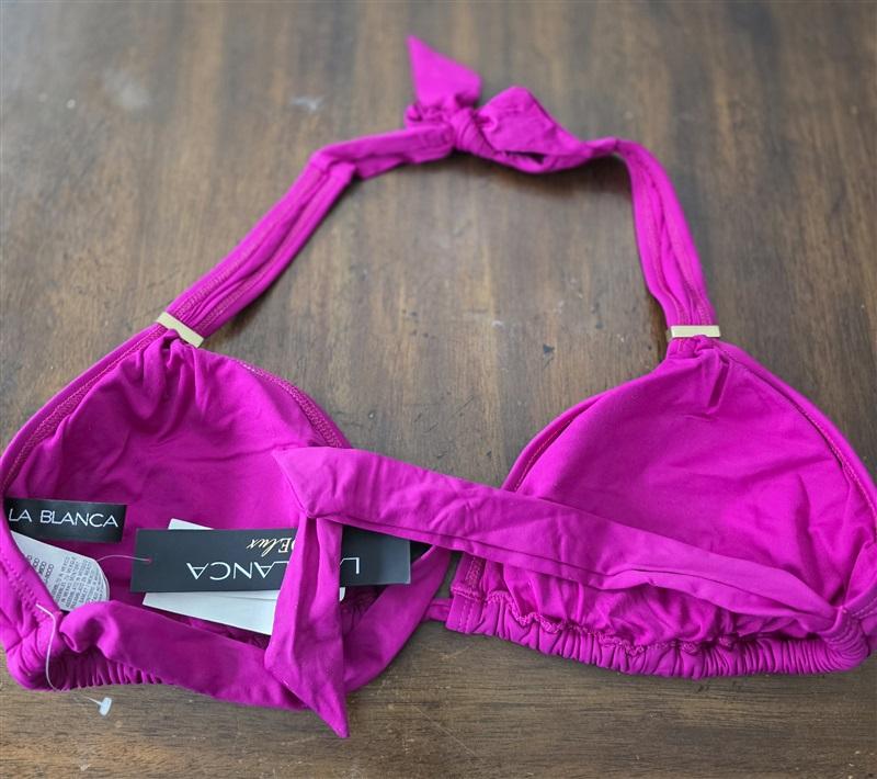 NWT La Blanca 34E Island Goddess Triangle Bikini Top Pink Magenta 134387