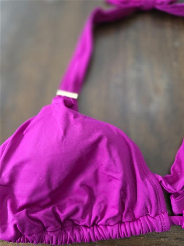 NWT La Blanca 34E Island Goddess Triangle Bikini Top Pink Magenta 134387