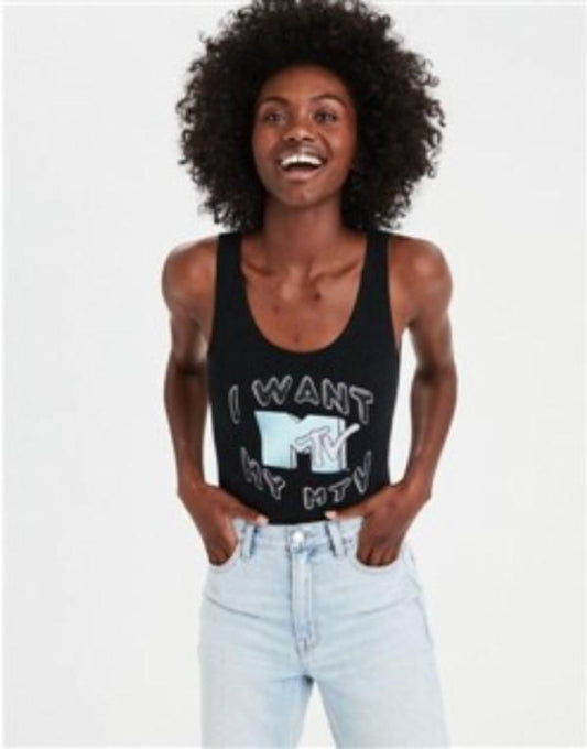 NWOT American Eagle M I Want My MTV High Cut Body Suit Cotton 134402